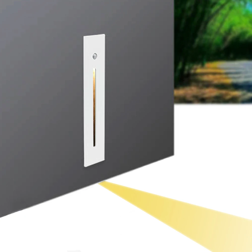 

3W Recessed Led Wall Lamp PIR Motion Sensor Staircase Light AC85-265V Step Lamp Corridor Lighting Indoor Outdoor Wall Scone