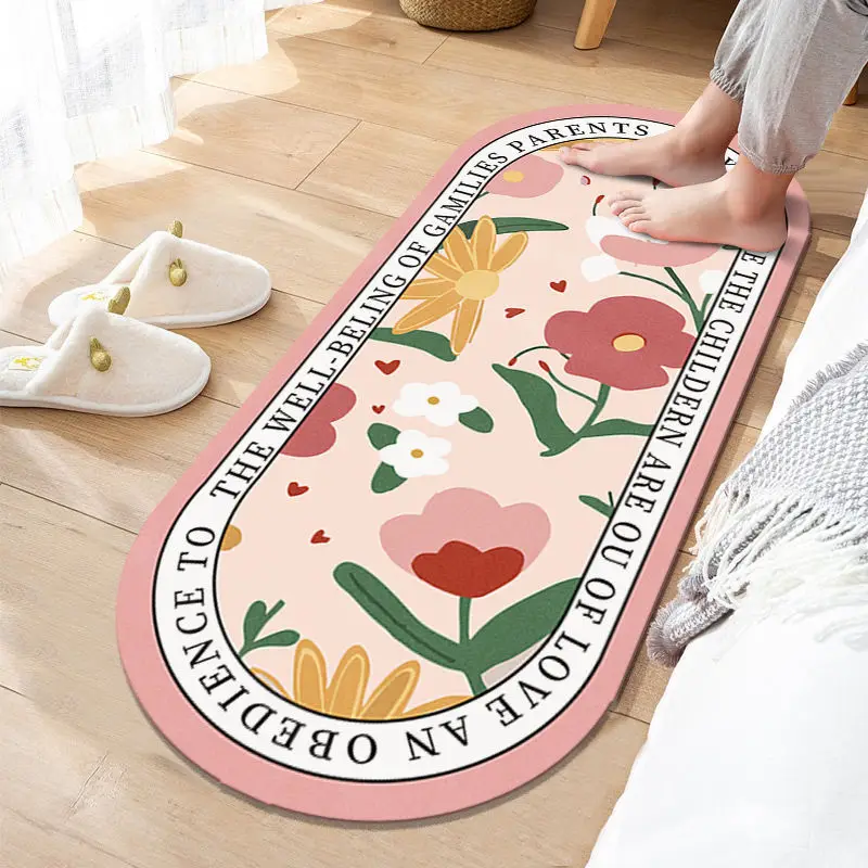 

Nordic Bedroom Bedside Carpet Flower Soft Rug Soft Living Room Comfortable Rugs Non-Slip Floor Mats Home Decor Fluffy Carpets