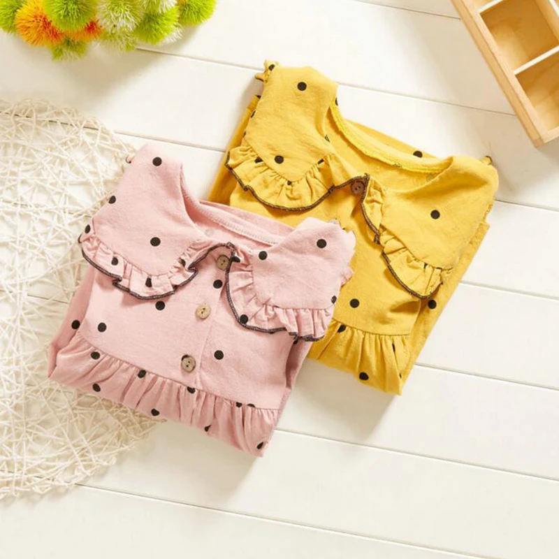 Модное платье в горошек для маленьких девочек Осенняя детская одежда принцессы с