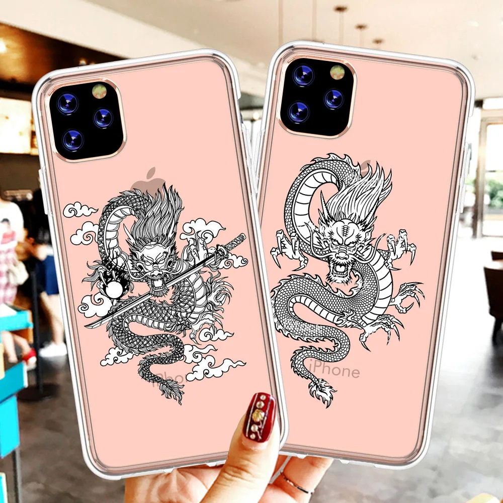 

Hot Cool Dragon Cute Animal Soft Transparent Phone Case For iPhone 12 11 Pro Max 8 7 6 6S Plus XR X XS Max SE2020 Cover Fundas
