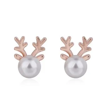 

Korean Style "One Deer Have You" Forest Art Elk Pearl Antler Earrings Female Pearl Earrings Fashion Jewelry