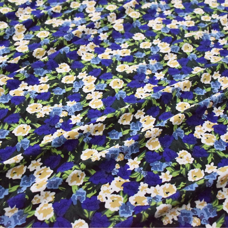 Half Meter New Design Fashion High Grade Royal Blue Flower Chiffon Fabric For Garment Dress Sewing Material T1382 | Дом и сад