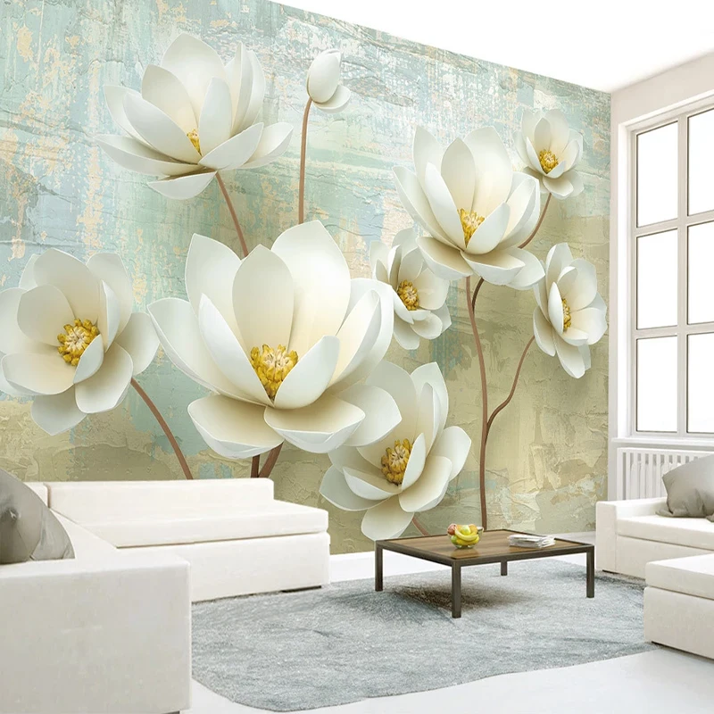 3D тисненые цветы простая масляная живопись большая роспись настенная ткань для