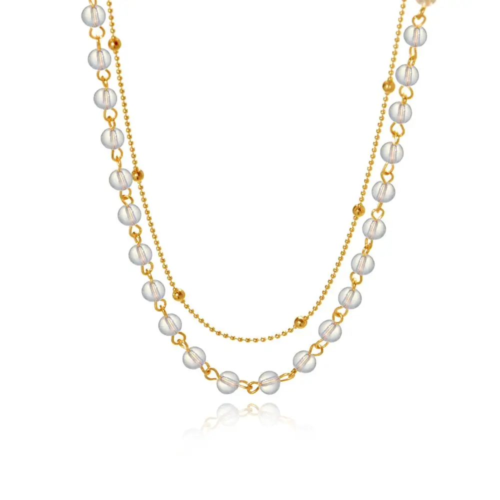 Двухслойное ожерелье чокер для женщин черно белое с цепочкой из бисера колье