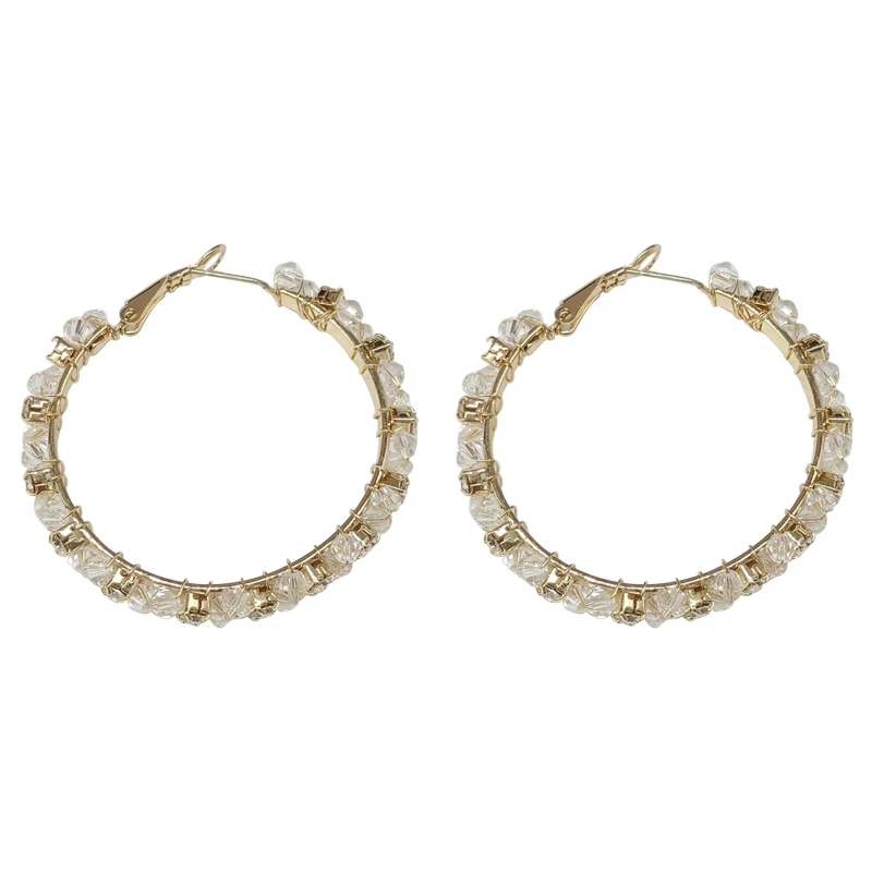 

S925 needle hand making earrings delicate jewelry circle fashion design high quality crystal glass hoop earrings women jewelry