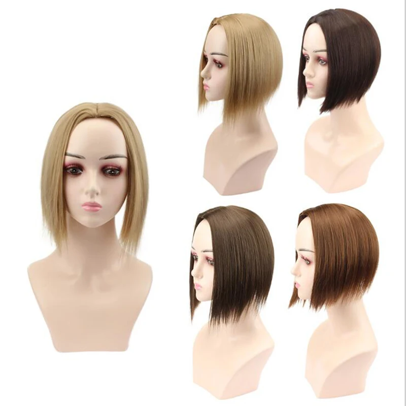 Прямые волосы на заколках синтетические короткие для наращивания средняя часть