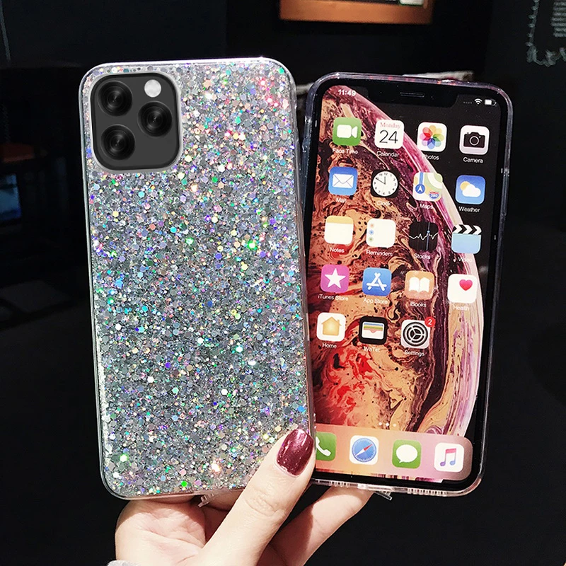Блестящий Мягкий чехол для iphone 11 Pro 2019 блестящий с бриллиантами max XR XS 8 7 6Plus