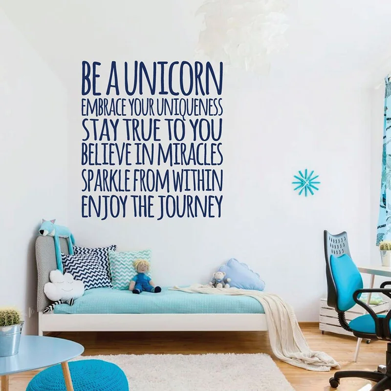 

Be A Unicorn Stay True Wall Sticker Children Room Nursery Inspirational Motivational Quote Wall Decal Bedroom Vinyl Home Decor