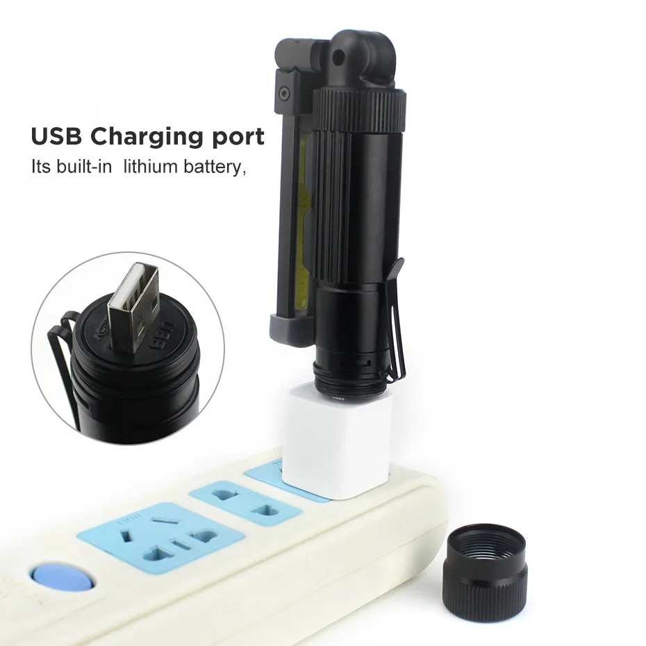 Светодиодный фонарик USB Перезаряжаемый складной светодиодный рабочий свет