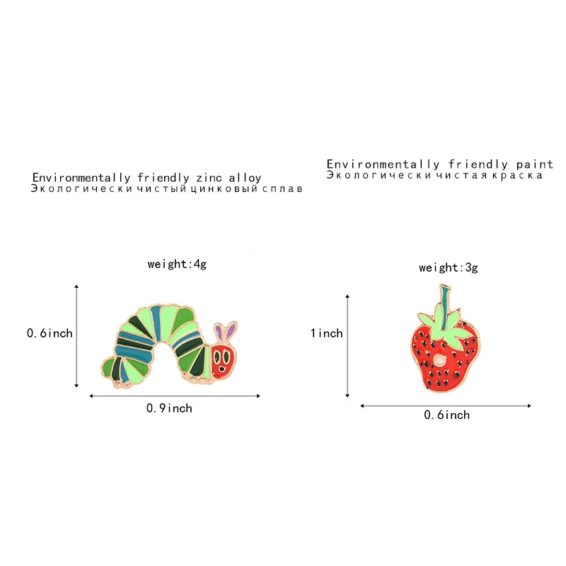 Забавные милые ювелирные изделия подарок Клубничная гусеница эмалированная