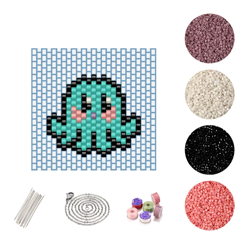 

FAIRYWOO Cute Octopus Necklace Women Delilfish Choker DIY Bead Accessories Miyuki Jewelry Making Kit Animal Jewelry Wholesale