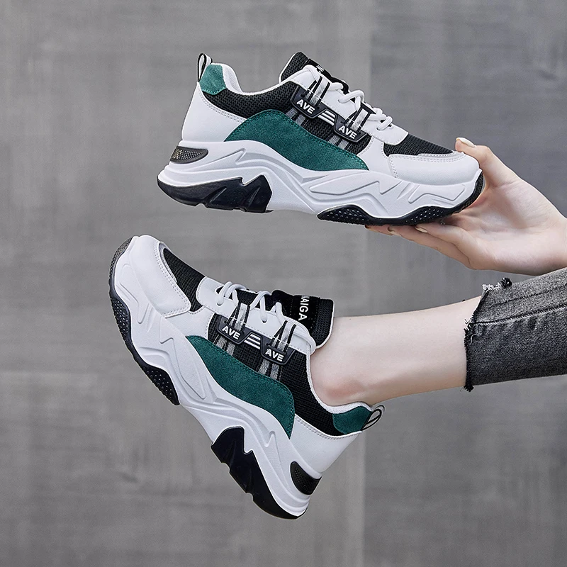 

Sneakers Fashion Women Walking Shoes Lace Up Chunky Shoes Outdoor Sports Walking Shoes Breathable Comfortable Tennis