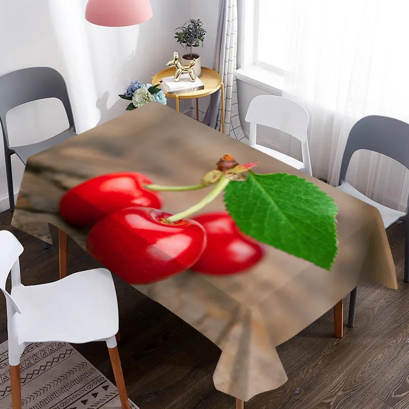 Скатерть из ткани Оксфорд водонепроницаемая ткань с 3D рисунком фруктов и вишни