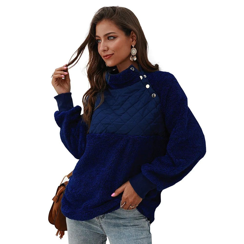 

Winter Women's Fashion Plush Contrast Panel Long Sleeve