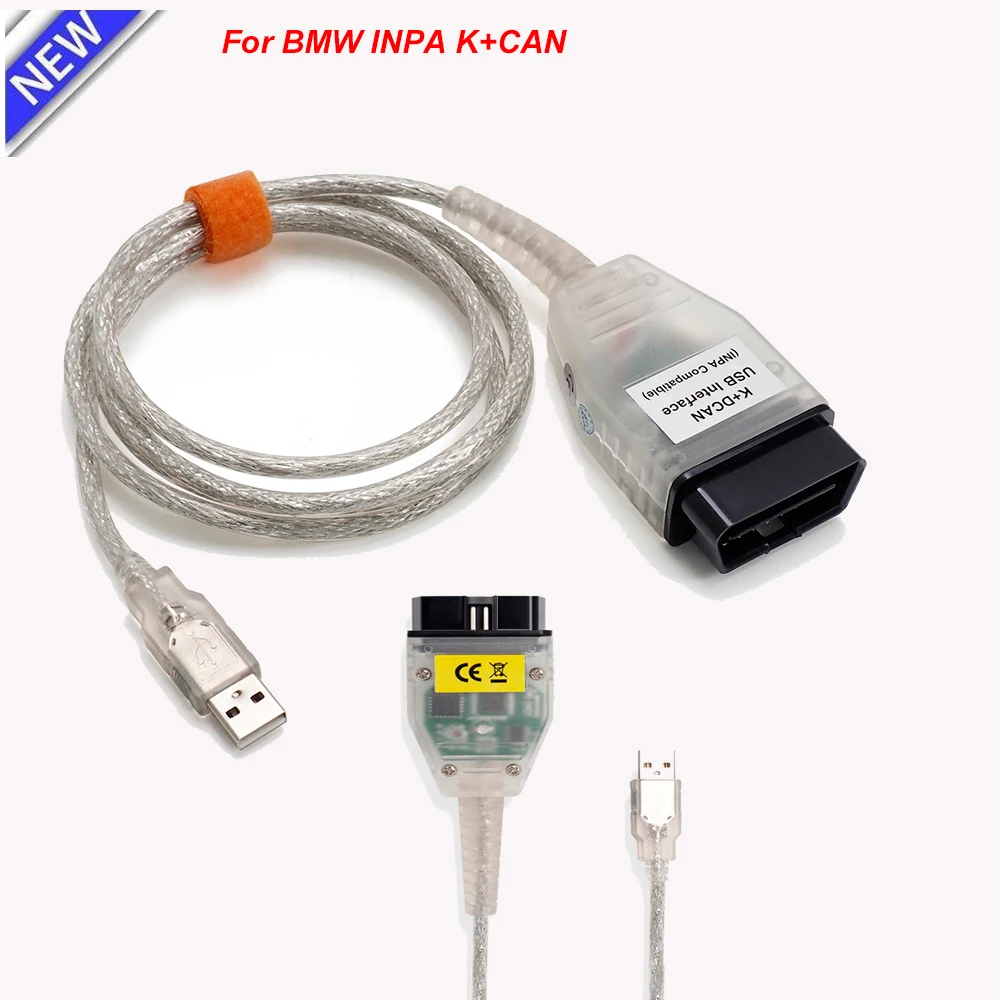 USB кабель OBD2 с 16 контактами для BMW INPA K + CAN FTDI FT232RL чип E60 E61 E83 E81 E87 E90 E91E92 E93 E70 R56 1998