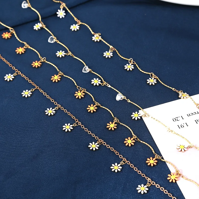 

Hobbyworker Drop Oil Mixed Color Small Daisy Starfish Copper Chains for DIY Handmade Necklace Bracelet Making Materials XQ07303