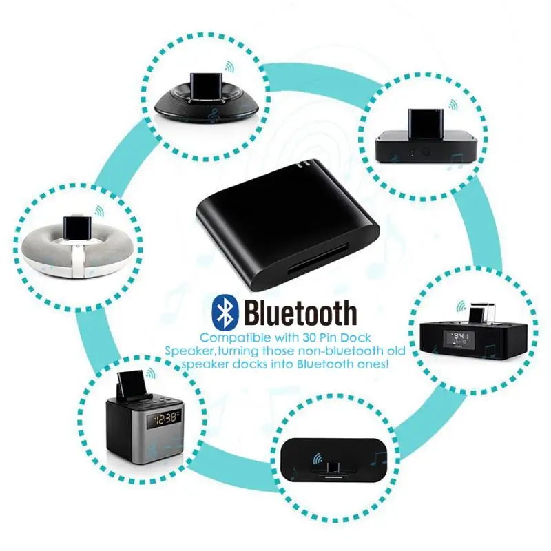 

Mini 30Pin Bluetooth 4.1 Music Receiver Wireless Stereo Audio 30 Pin Adapter For 30-pin Phillips Yamaha Sound Dock