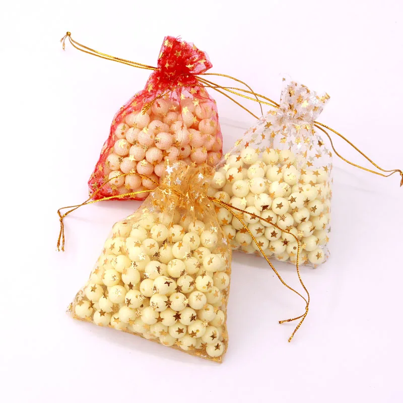 Горячая Распродажа 50 шт./лот сумки из органзы со звездами 9x12 см маленькие