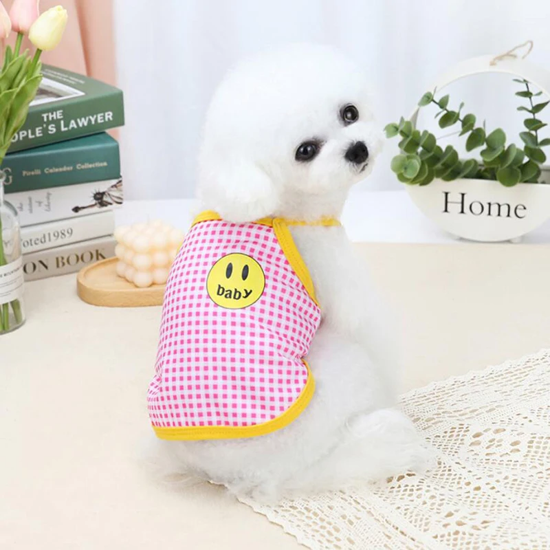 Жилет для домашних животных собак клетчатая майка без рукавов щенков рубашка