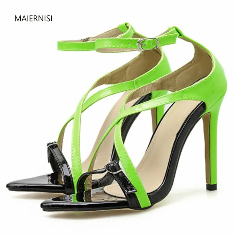 

Summer women's sandals sexy women's shoes new high-quality pointed toe 11C stiletto fashion show nightclub 4-10 11 MAIERNISI