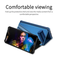 2021 new clear view smart mirror flip foldable stand cases for huawei p30 p30 lite p30 pro intelligent wake cover