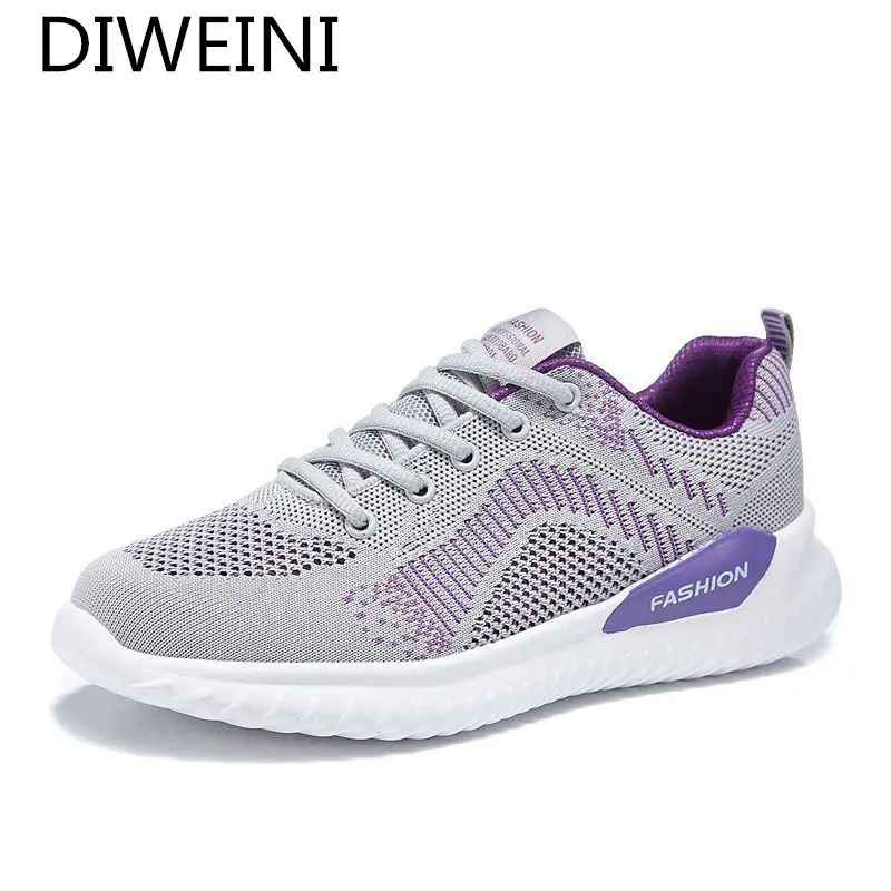 

2021 Fashion Women's Shoes Comfortable Breathable Mesh Casual Shoes Autumn Women's Lace-up Color Matching Non-slip Sneakers