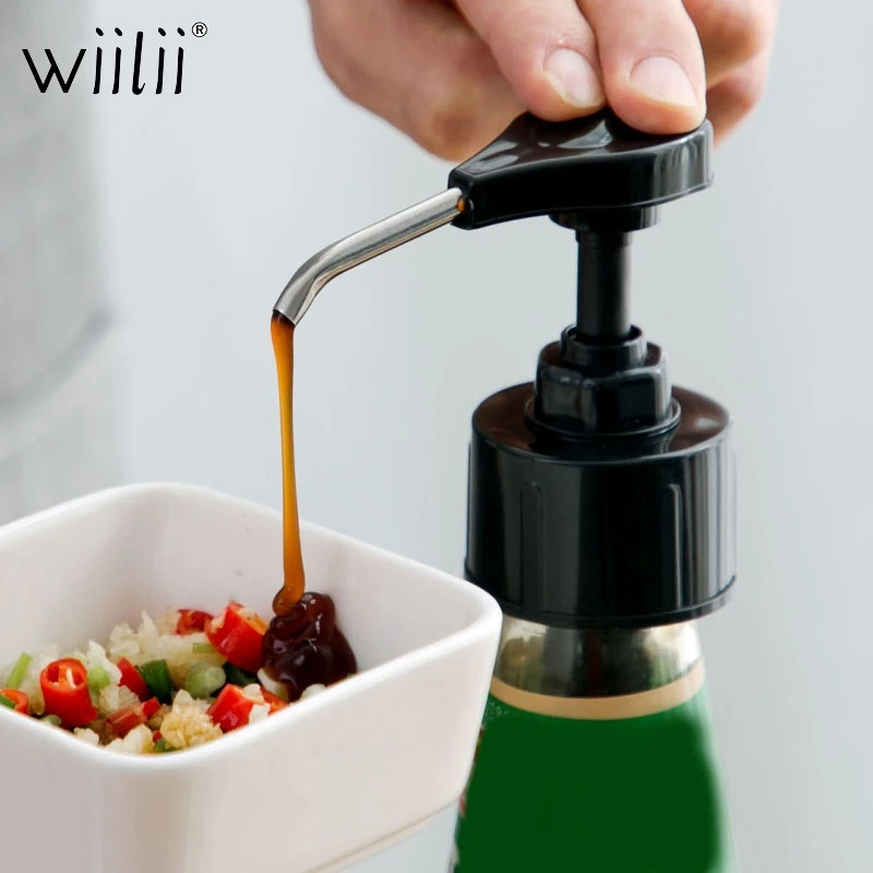 

Wiilii Stainless Steel Nozzle Pressure Oil Sprayer Syrup Bottle Household Oyster Sauce Pump Push-type Tools Kitchen Accessories