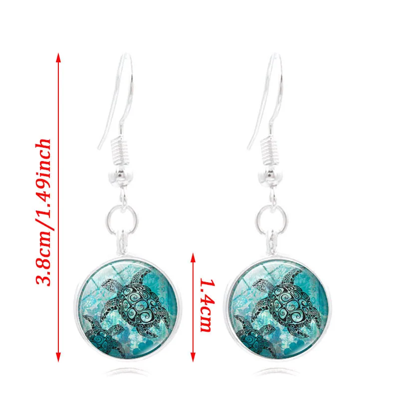 Blue Sea Turtle Cabochon Glass Jewelry Set Fashion crystal Necklace Bracelet Earring Sets for Women Gifts | Украшения и