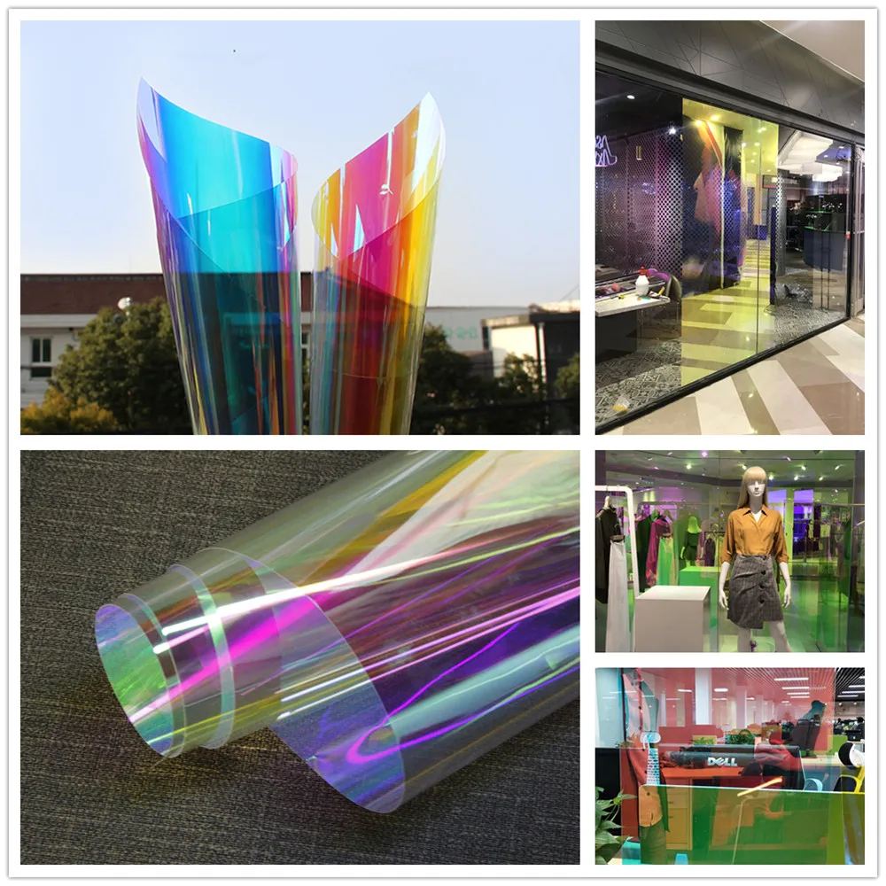 

WXSHSH Rainbow window Film Iridescent Window Sticker for home restaurant self adhesive Sticker Beautiful Adhesive sticker