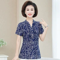2021 new summer tops women blouses vintage short sleeve women shirts korean v neck summer womens tops and blouses