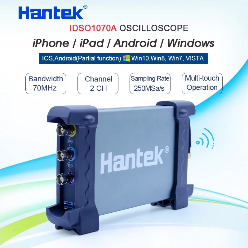 2CH 70 МГц цифровой осциллограф Hantek iDSO1070A iPhone/iPad/Android/осциллограф для Windows wifi связь+ подарок