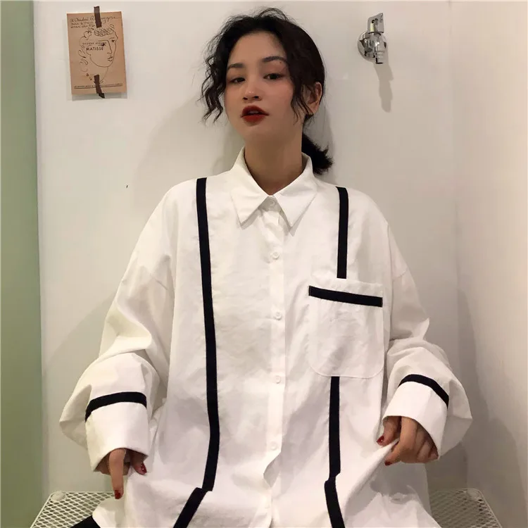Женская одежда модный бренд весна осень новый Белый blusas mujer de moda корейский стиль