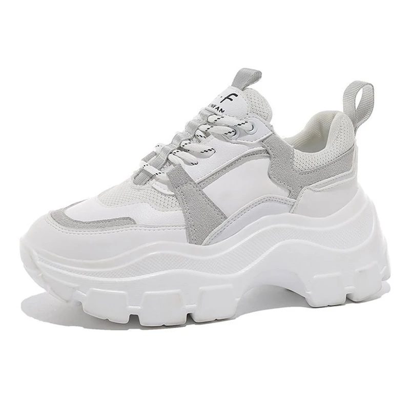 

Women Sneakers Fashion Chunky Shoes Thick Sole Female Mesh Lace Up Platform Vulcanize Shoes Casual Footwear White Walking Shoes