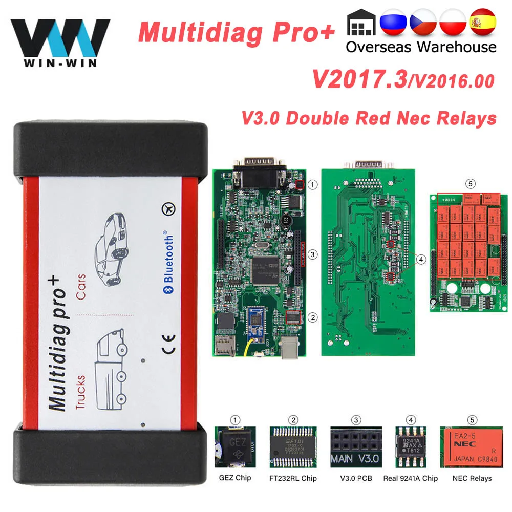 Multidiag Pro + V3.0 V2017.3 Бесплатная Keygen NEC Реле для автомобилей/грузовых автомобилей BMW OBD