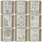 Трафареты формата А4 29 см, винтажная гирлянда с французскими словами, сделай сам, настенная живопись, раскраска для скрапбукинга, декоративный шаблон для тиснильный альбом