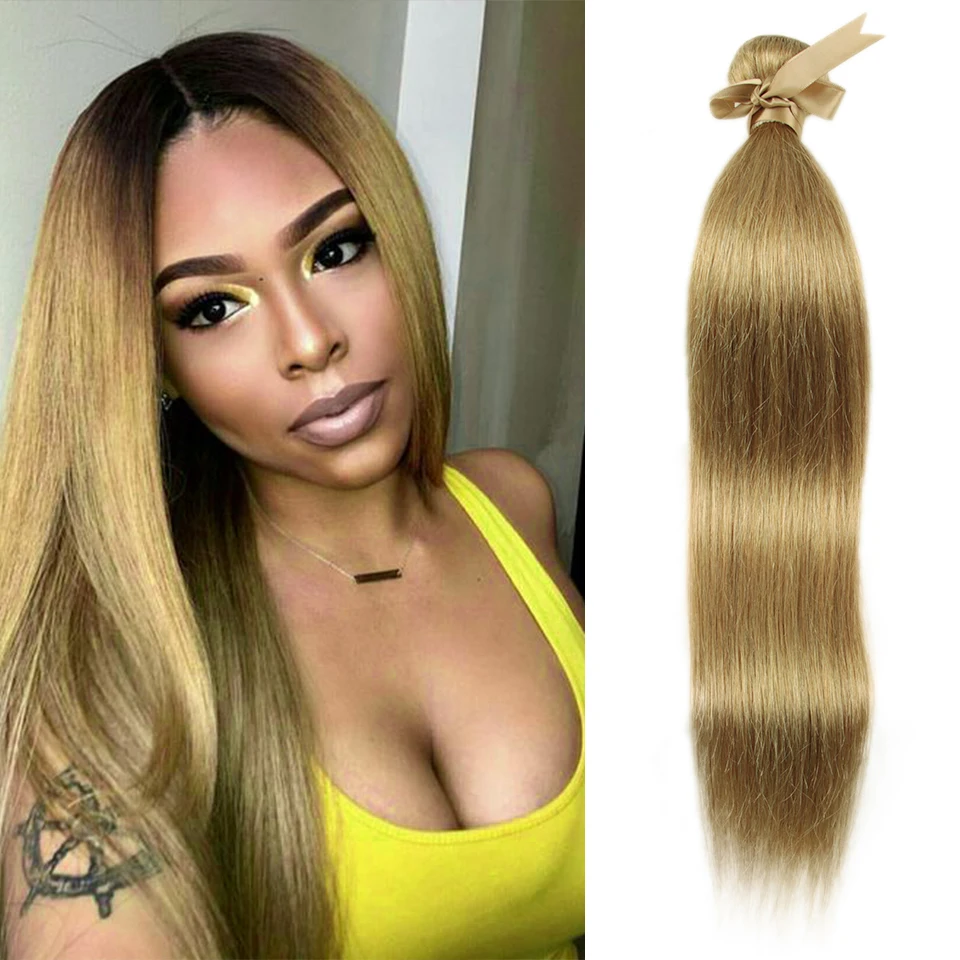 Remy Форте прямые волосы пряди белокурые бразильские человеческие Блонд 30 Волосы