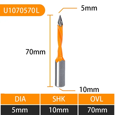 d5-L UCHEER 1 шт. левое/правое деревообрабатывающее сверло для изготовления отверстий ovl70мм Dia4-10mm Фасонная фреза ДВП - Длина режущей кромки: d5-L