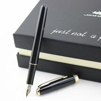 luxury brand jinhao black gold clip stainless steel fountain pen medium 18kgp nib school office name ink pens gift stationery