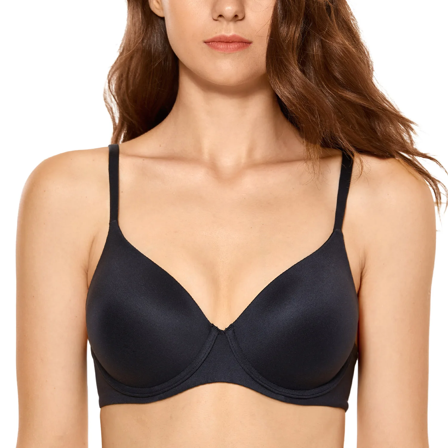 Pure Black04 DOBREVA женские цветочные кружева каждый день слегка мягкий полный охват Бюстгальтеры на косточках - Цвет: Pure Black04