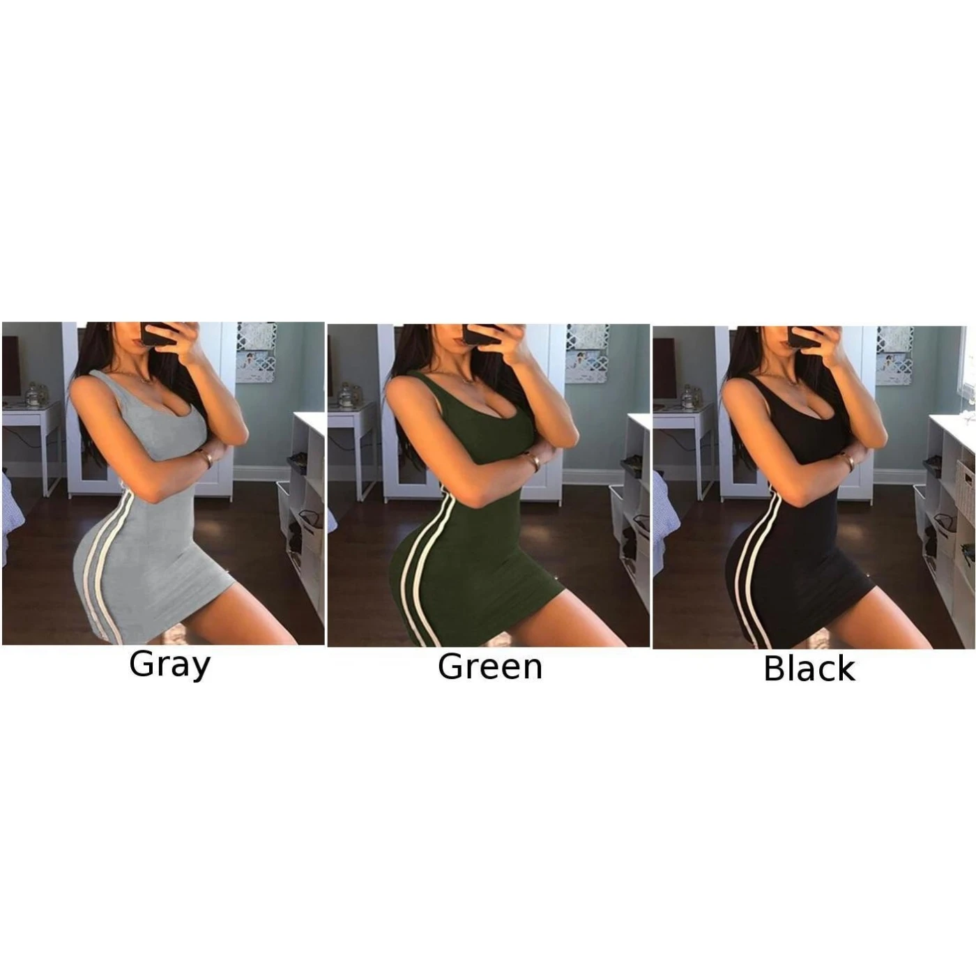 

Women Dress Slim Bandage Bodycon Club Party Mini Casual Summer Dress Vest 2019