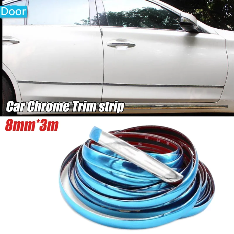 

8mmx3m Car Chrome Trim Bright Strip Car Body Styling Decorative Strips Auto Exterior Anti-collision Protection Accessories