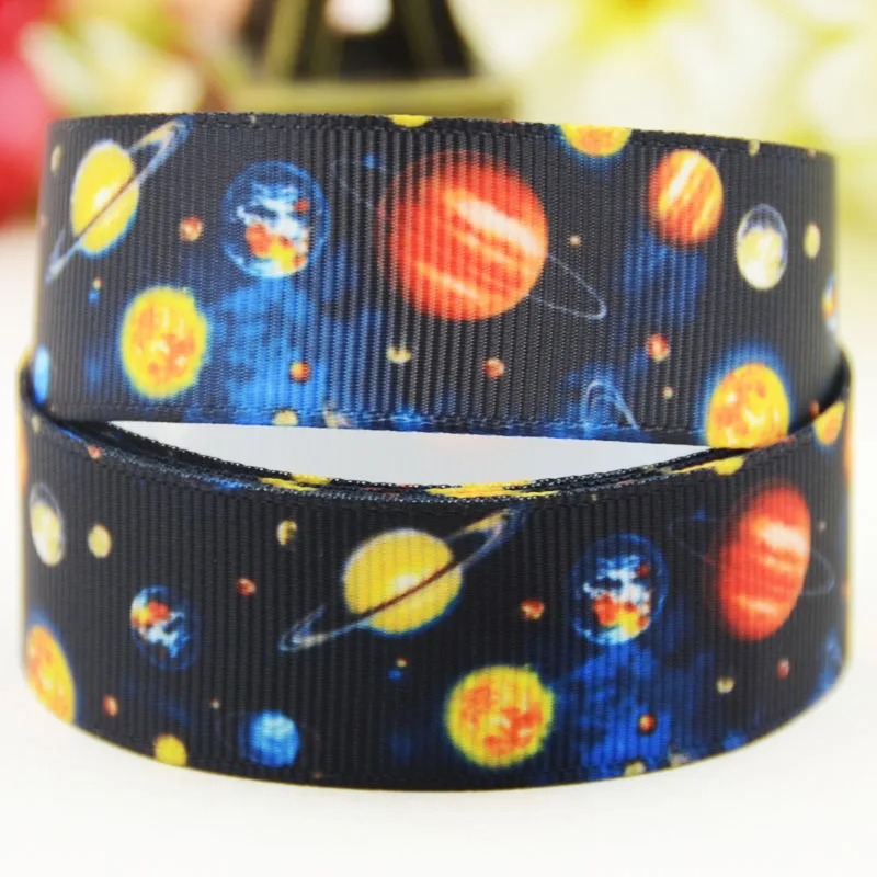 

22mm 25mm 38mm 75mm Planet Cartoon pattern printed Grosgrain Ribbon party decoration 10 Yards X-03863