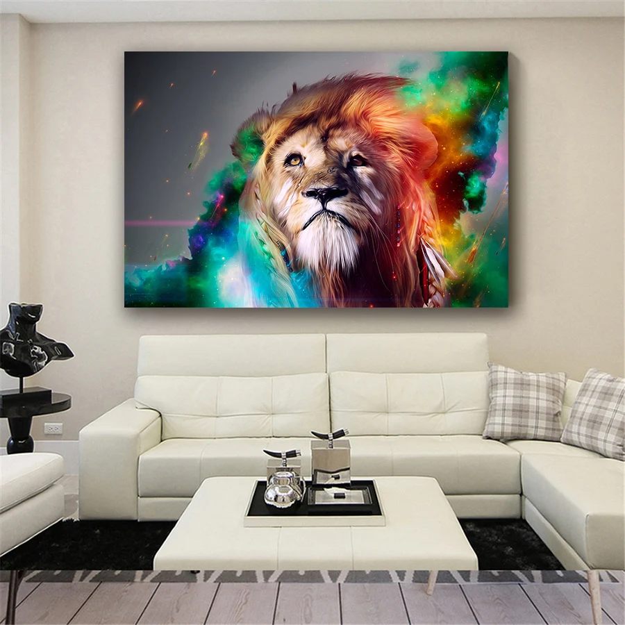 Абстрактная картина маслом Льва на холсте настенный постер с африканскими