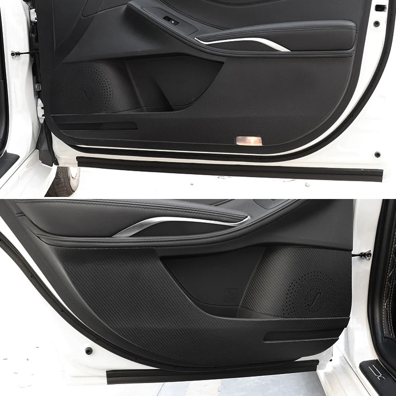 

QHCP Car Leather Anti Kick Pads Door Sill B-Pillar Sticker Co-Pilot Protective Cover Carbon Fiber Grain Film For Toyota Avalon
