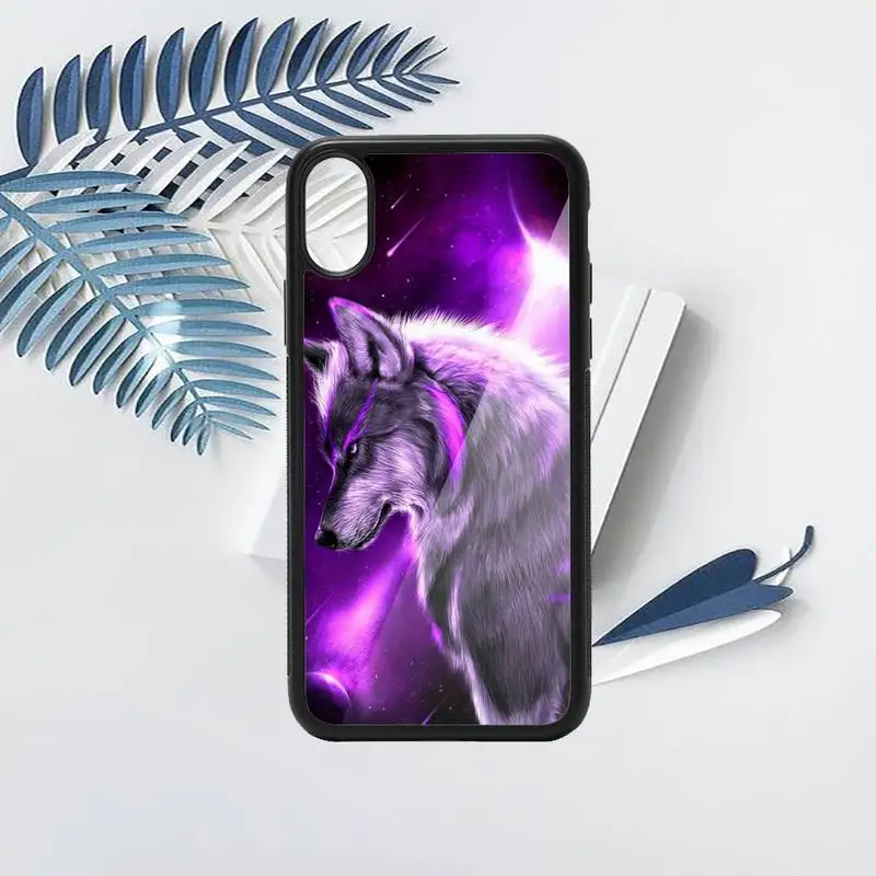 

Moon roaring wolf purple pattern high quality Phone Case shell PC for iPhone 11 12 pro XS MAX 8 7 6 6S Plus X 5S SE 2020 XR