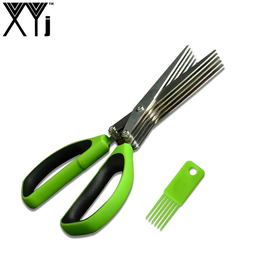 XYj многофункциональные ножницы/зеленого/серого цвета ручка 5 слоев ножницы новый