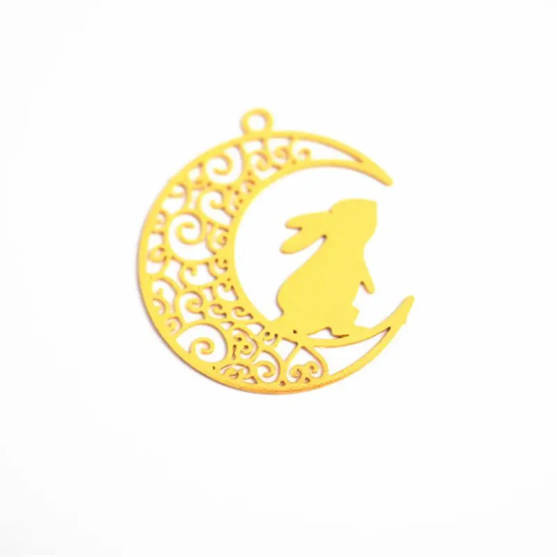 

5Pcs Cat Rabbit On Moon Blank Frame Open Bezel Filling UV Resin Jewelry Making