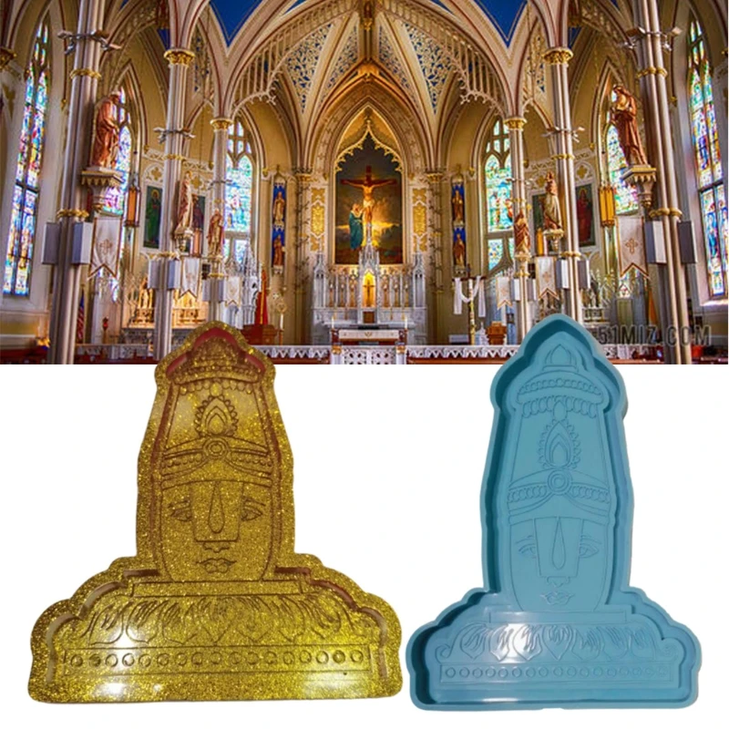 

Buddha Statue Tray Epoxy Resin Mold Handmade Fruit Plate Silicone Mould DIY Crafts Casting Tools