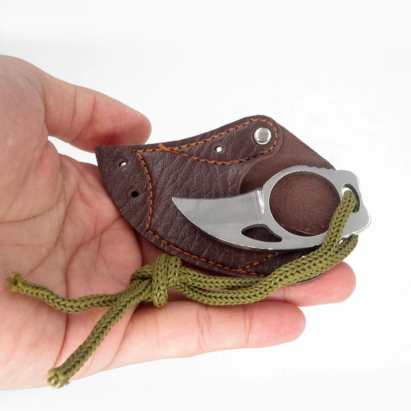 

Outdoor Mini MC Pocket Karambit with Leather Sheath Cutter Portable Claw Knife Tool Camp Gadget Survive Box Package Opener Open