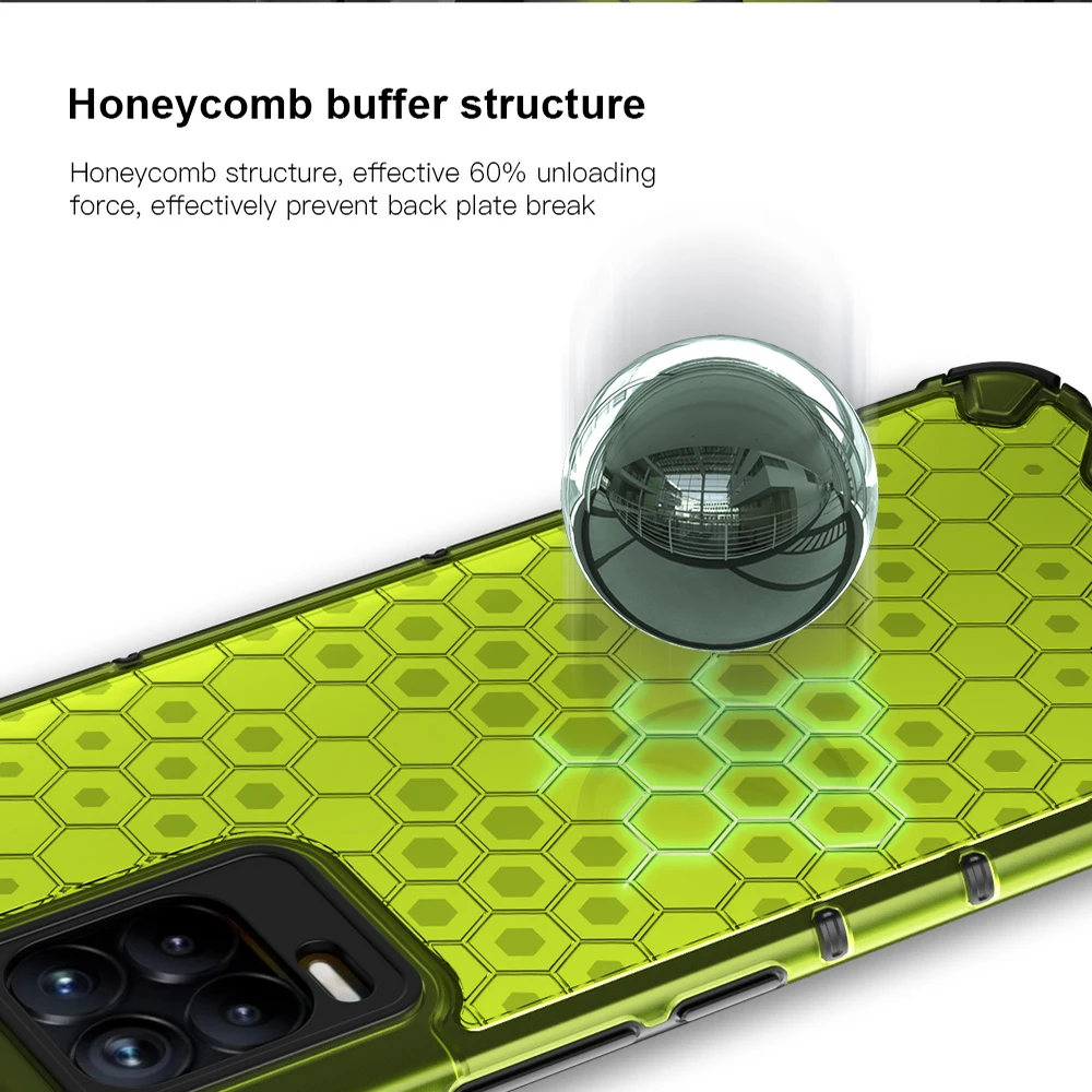 keysion shockproof case for realme 8 5g 9 pro 7 gt neo q3 c20 c17 c15 c11 honeycomb phone cover for oppo a94 a74 a54 a93 a73 free global shipping